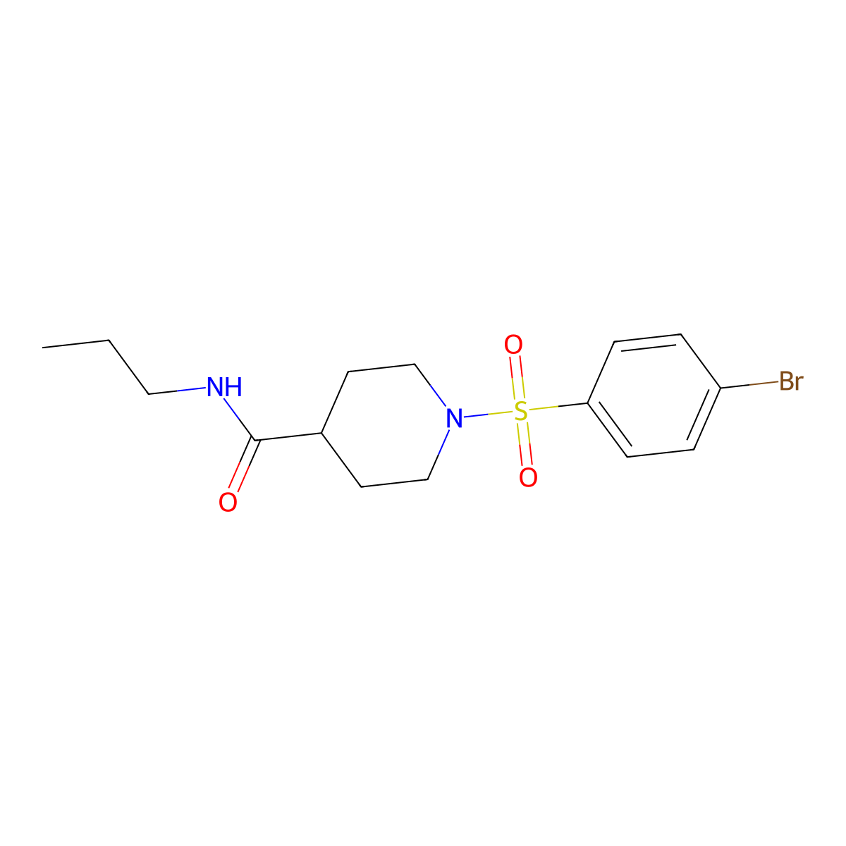 1-(4-bromophenyl)sulfonyl-N-propylpiperidine-4-carboxamide molecular structure, CAS 692275-27-7