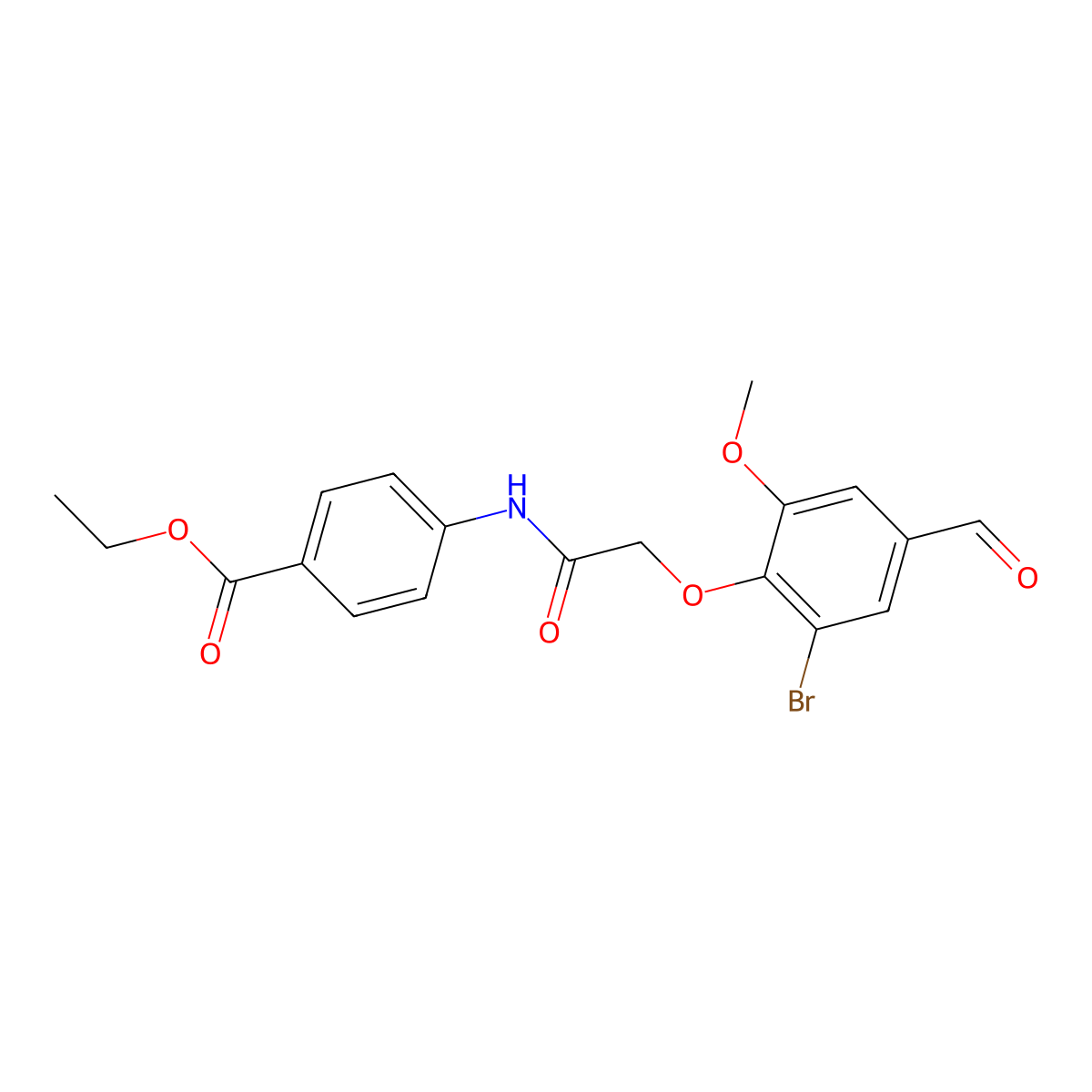 Ethyl 4-{[(2-bromo-4-formyl-6-methoxyphenoxy)acetyl]amino}benzoate molecular structure, CAS 692275-42-6