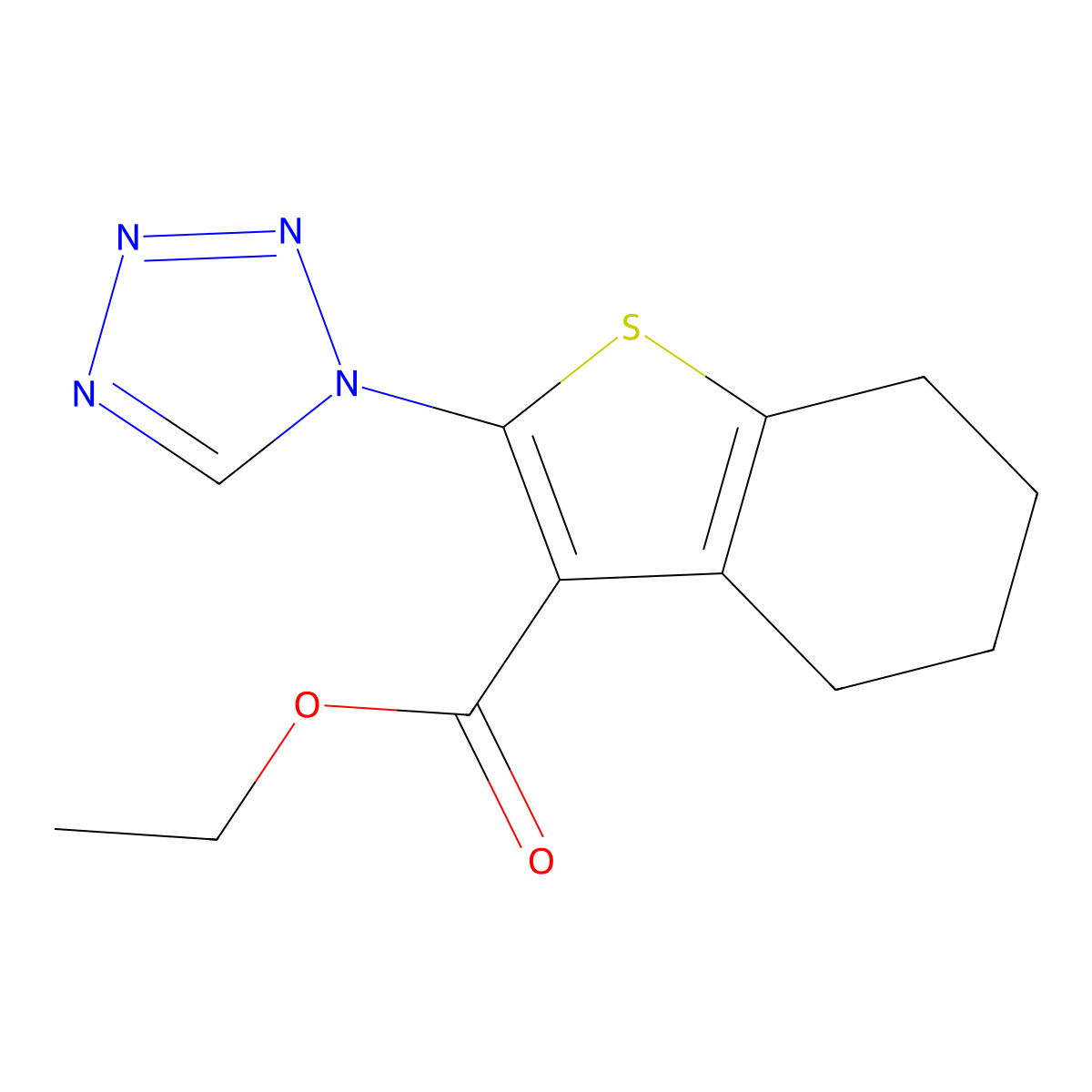 ethyl 2-(1H-tetrazol-1-yl)-4,5,6,7-tetrahydro-1-benzothiophene-3-carboxylate molecular structure, CAS 692275-81-3