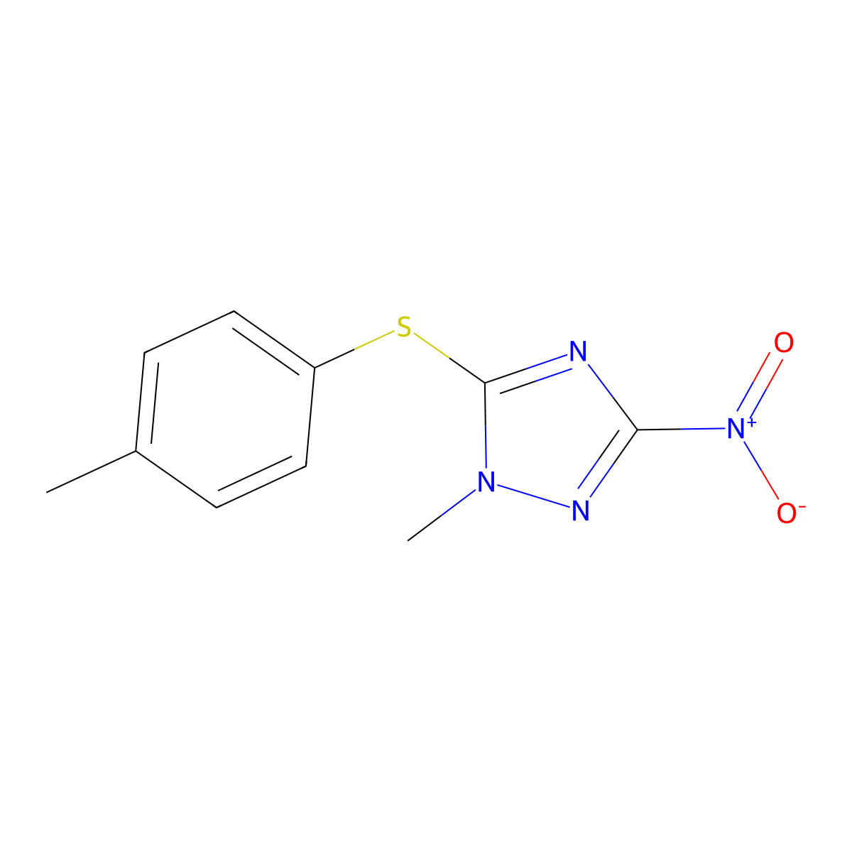 1-Methyl-5-(4-methylphenyl)sulfanyl-3-nitro-1,2,4-triazole molecular structure, CAS 692275-86-8
