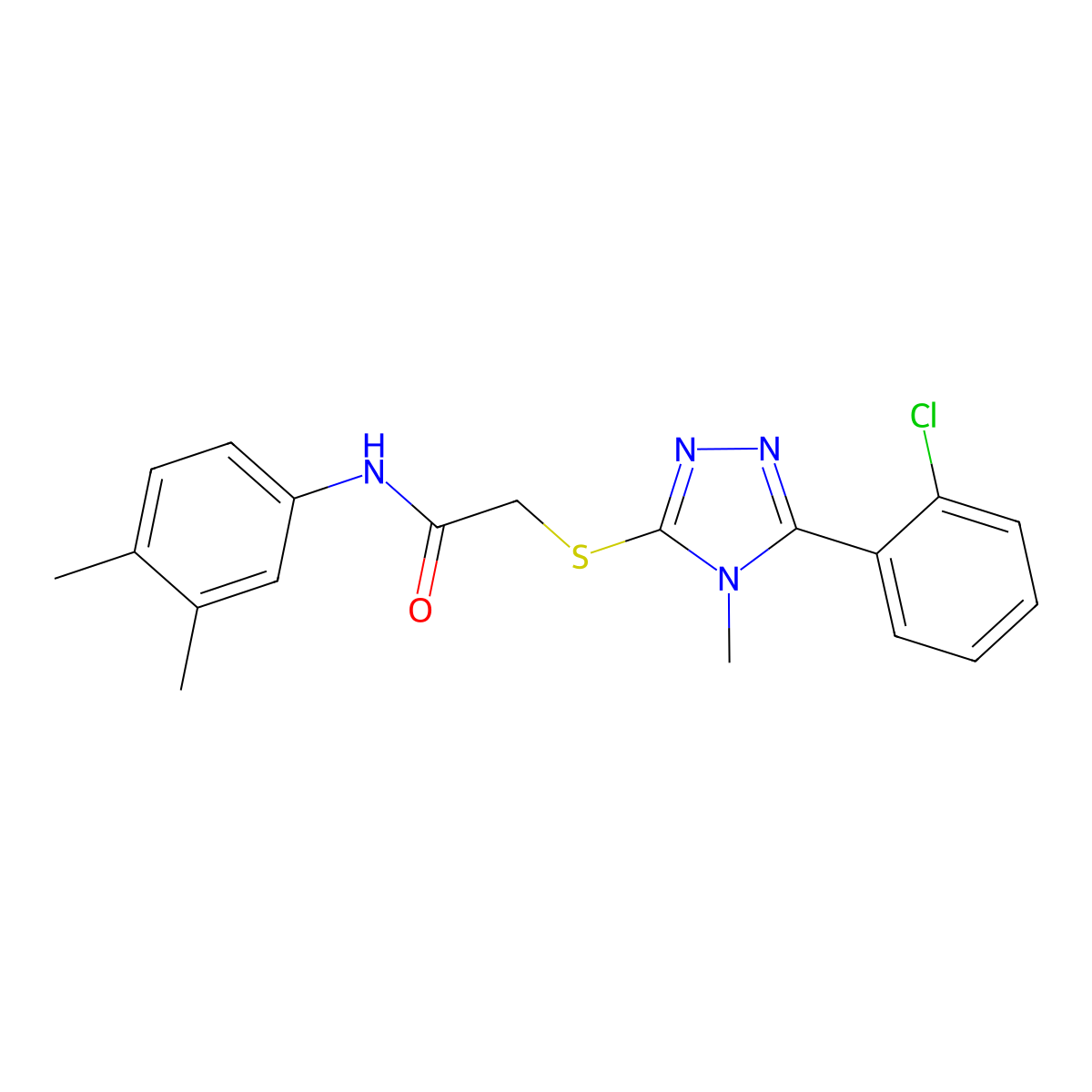 2-[[5-(2-chlorophenyl)-4-methyl-1,2,4-triazol-3-yl]sulfanyl]-N-(3,4-dimethylphenyl)acetamide molecular structure, CAS 692275-94-8
