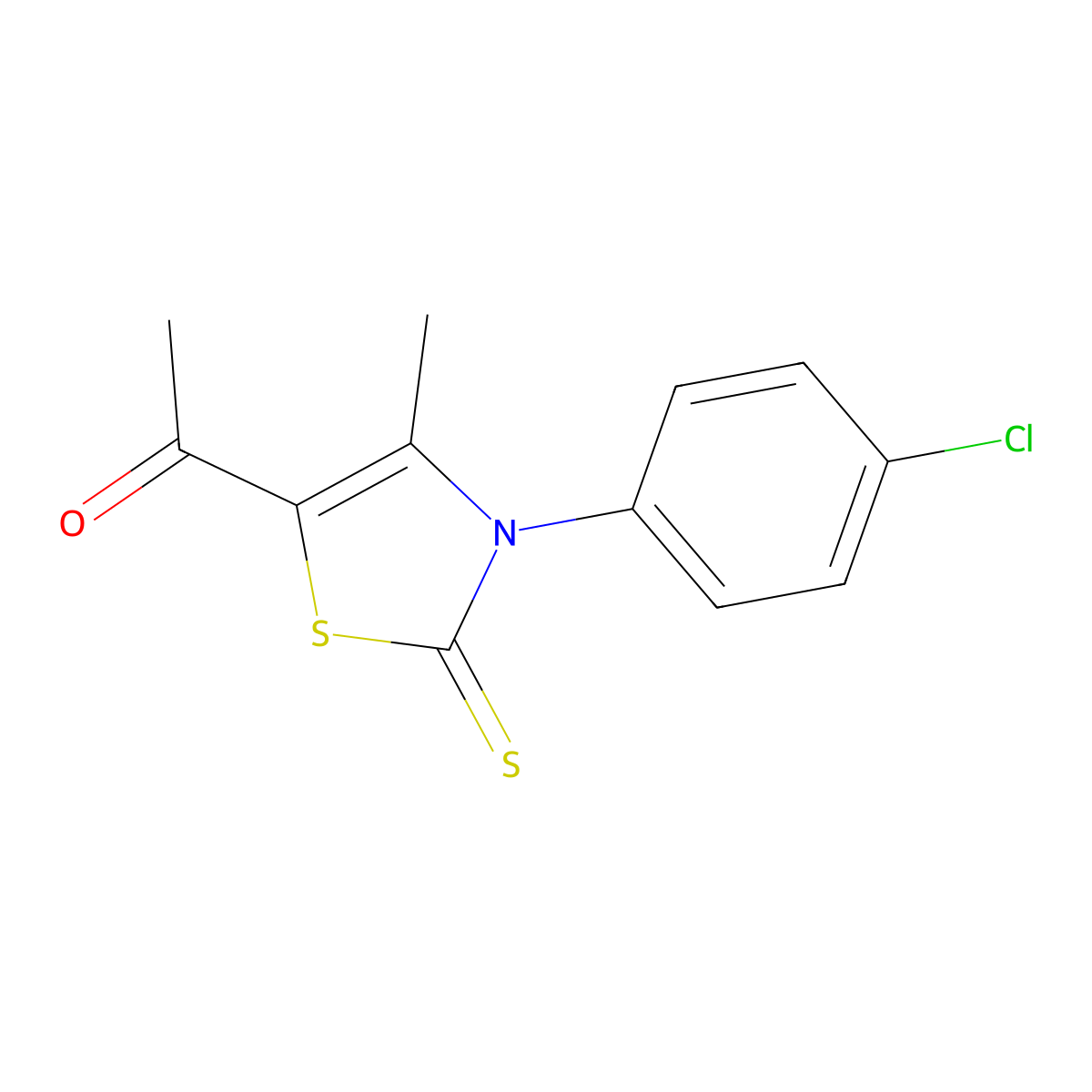 1-[3-(4-Chlorophenyl)-4-methyl-2-sulfanylidene-1,3-thiazol-5-yl]ethanone molecular structure, CAS 692275-96-0