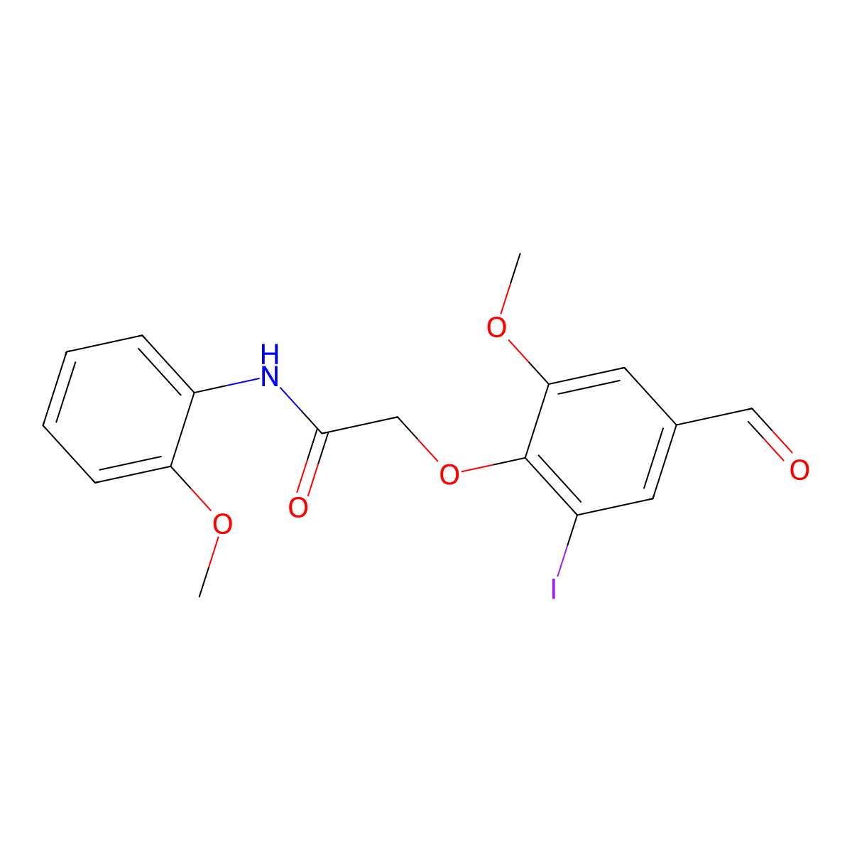 2-(4-formyl-2-iodo-6-methoxyphenoxy)-N-(2-methoxyphenyl)acetamide molecular structure, CAS 692276-01-0
