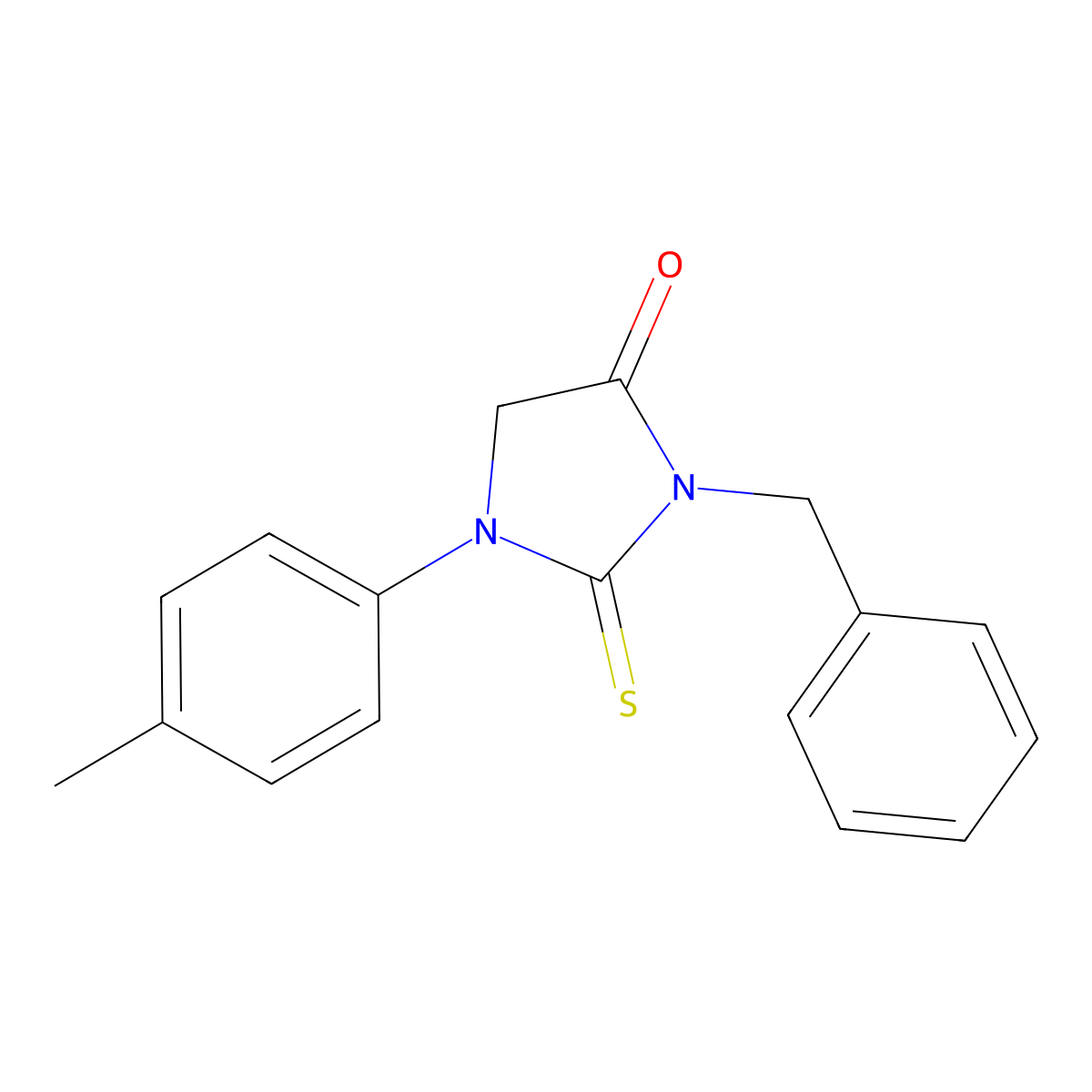 3-Benzyl-1-(4-methylphenyl)-2-thioxoimidazolidin-4-one molecular structure, CAS 692276-02-1