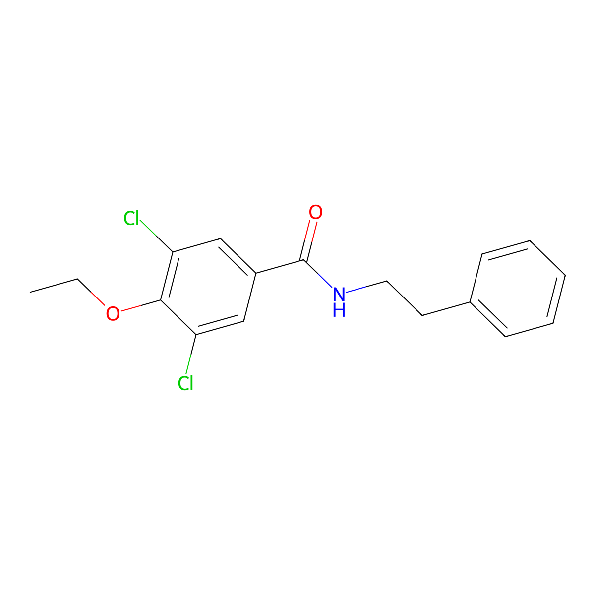 3,5-dichloro-4-ethoxy-N-(2-phenylethyl)benzamide molecular structure, CAS 692276-14-5