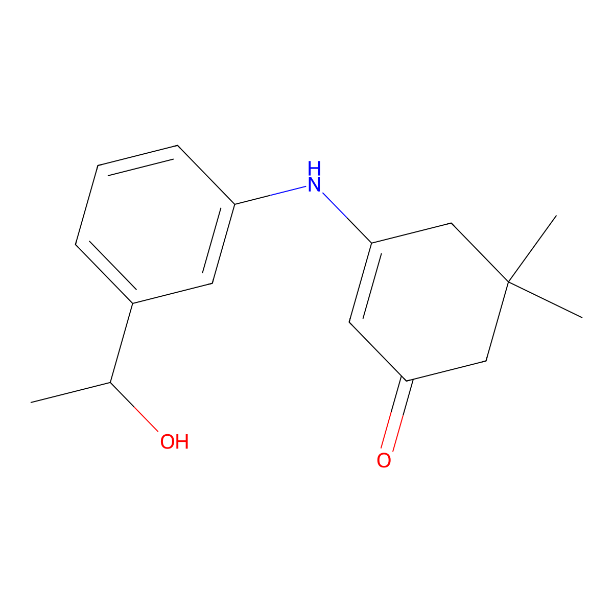 3-[3-(1-Hydroxyethyl)anilino]-5,5-dimethylcyclohex-2-en-1-one molecular structure, CAS 692276-23-6