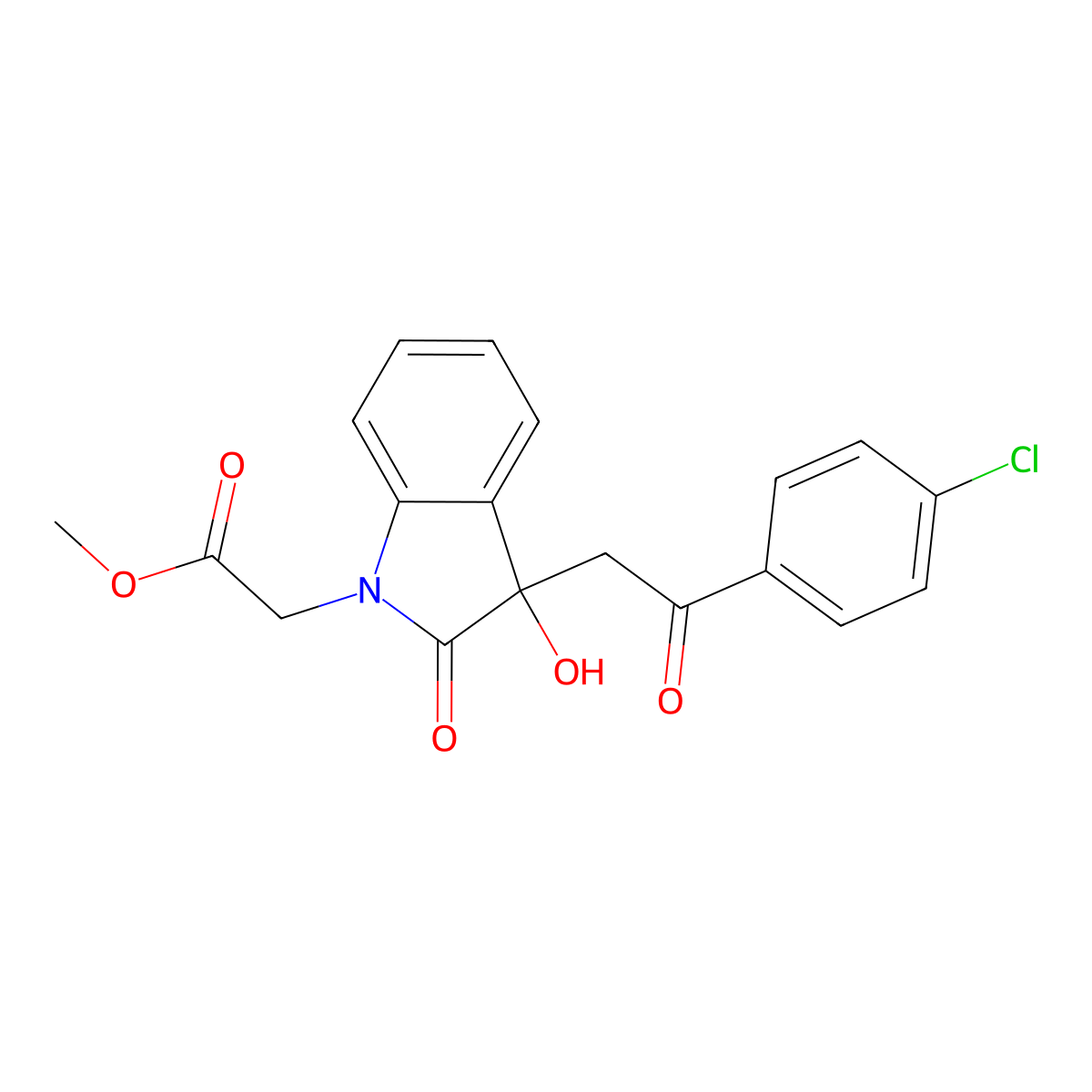 methyl {3-[2-(4-chlorophenyl)-2-oxoethyl]-3-hydroxy-2-oxo-2,3-dihydro-1H-indol-1-yl}acetate molecular structure, CAS 692276-63-4