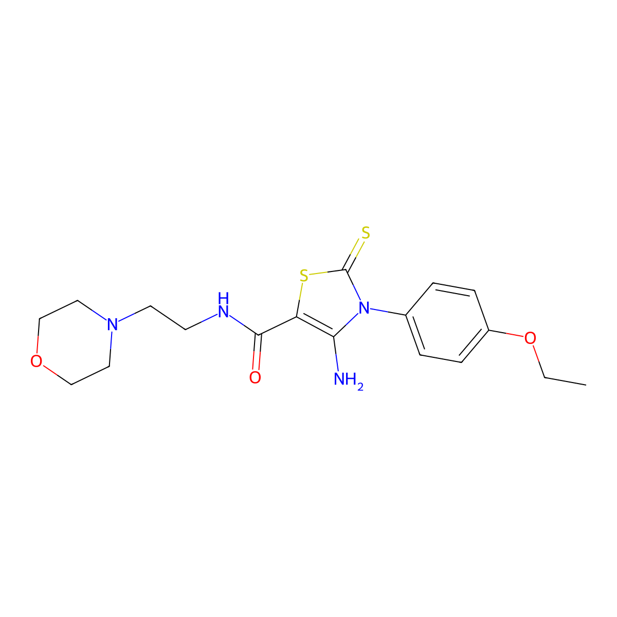 4-amino-3-(4-ethoxyphenyl)-N-[2-(morpholin-4-yl)ethyl]-2-thioxo-2,3-dihydro-1,3-thiazole-5-carboxamide molecular structure, CAS 692276-66-7