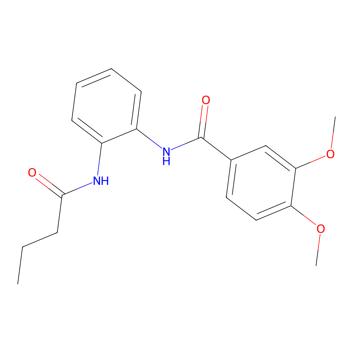 N-[2-(butanoylamino)phenyl]-3,4-dimethoxybenzamide molecular structure, CAS 692276-78-1