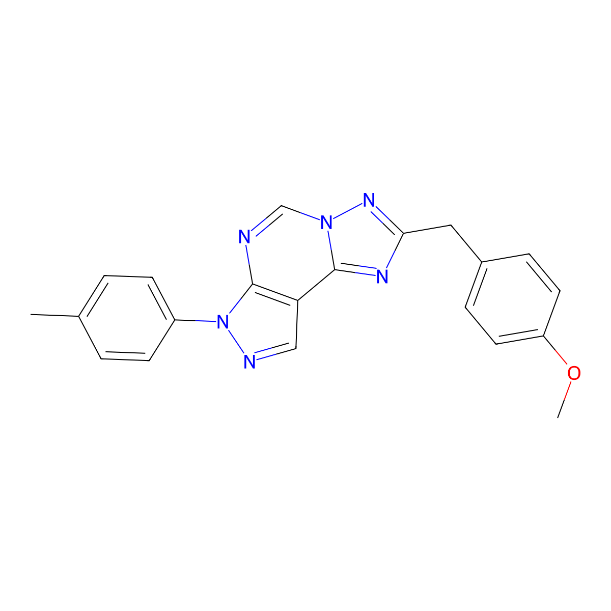 2-(4-methoxybenzyl)-7-(4-methylphenyl)-7H-pyrazolo[4,3-e][1,2,4]triazolo[1,5-c]pyrimidine molecular structure, CAS 692277-07-9