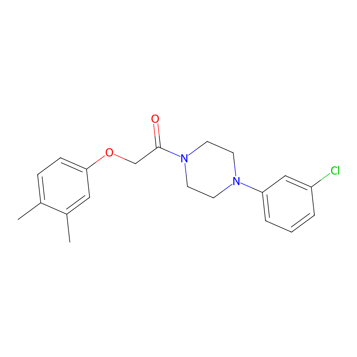 1-[4-(3-Chlorophenyl)piperazin-1-yl]-2-(3,4-dimethylphenoxy)ethanone molecular structure, CAS 692277-12-6
