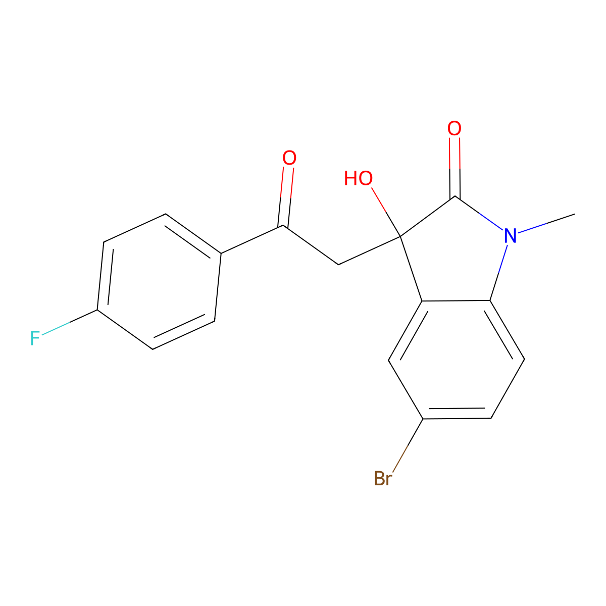 5-bromo-3-[2-(4-fluorophenyl)-2-oxoethyl]-3-hydroxy-1-methyl-1,3-dihydro-2H-indol-2-one molecular structure, CAS 692277-22-8