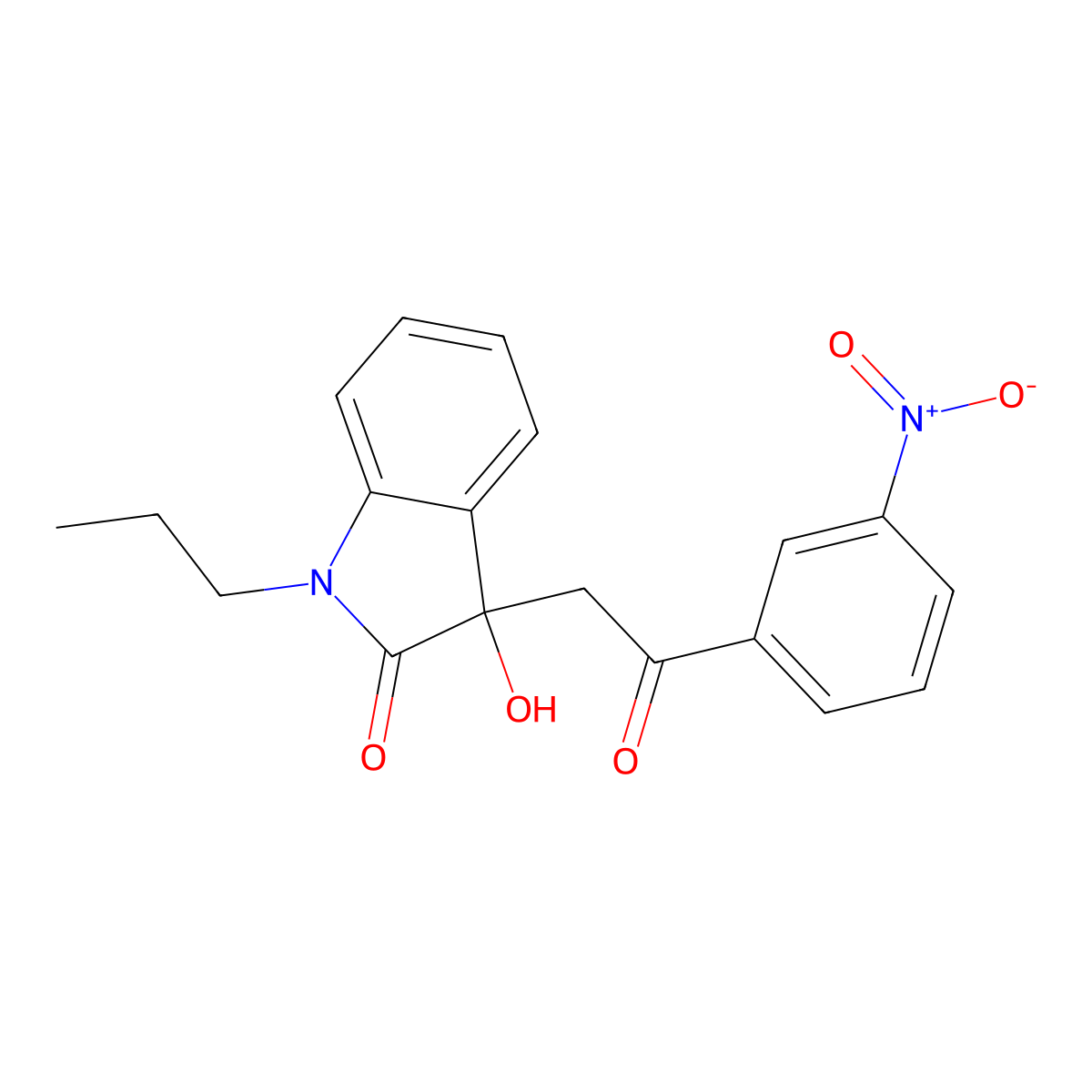 3-Hydroxy-3-[2-(3-nitrophenyl)-2-oxoethyl]-1-propylindol-2-one molecular structure, CAS 692277-31-9