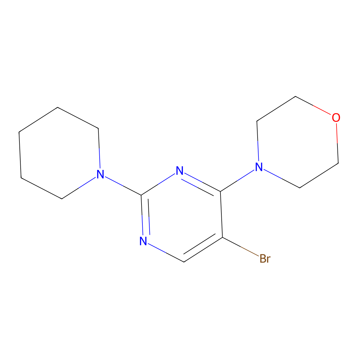 4-(5-Bromo-2-piperidin-1-ylpyrimidin-4-yl)morpholine molecular structure, CAS 692277-32-0