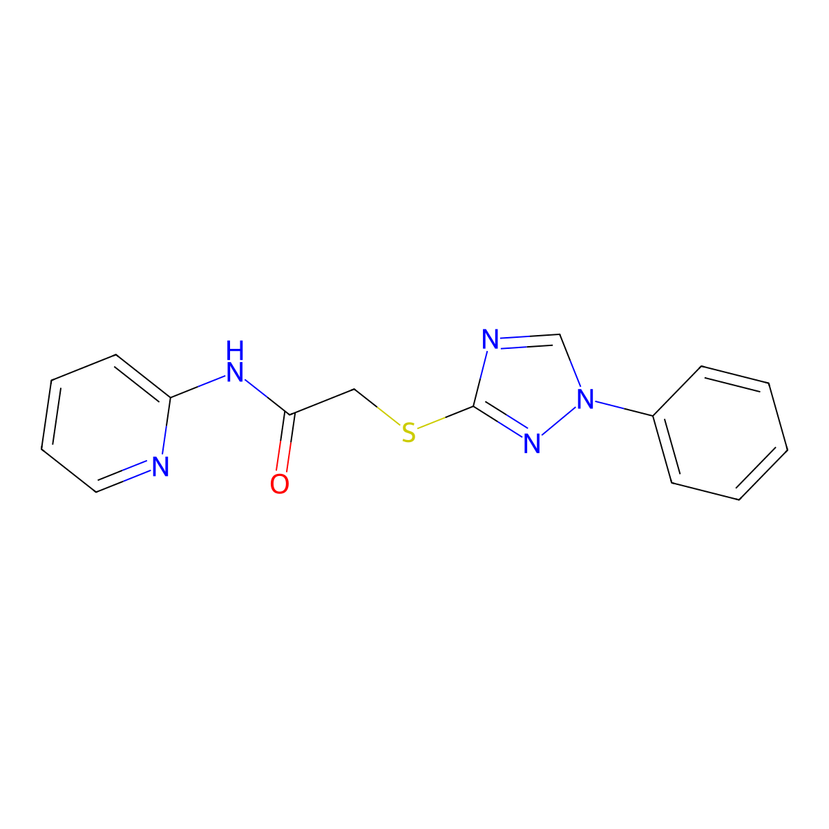 2-[(1-phenyl-1,2,4-triazol-3-yl)sulfanyl]-N-pyridin-2-ylacetamide molecular structure, CAS 692277-36-4