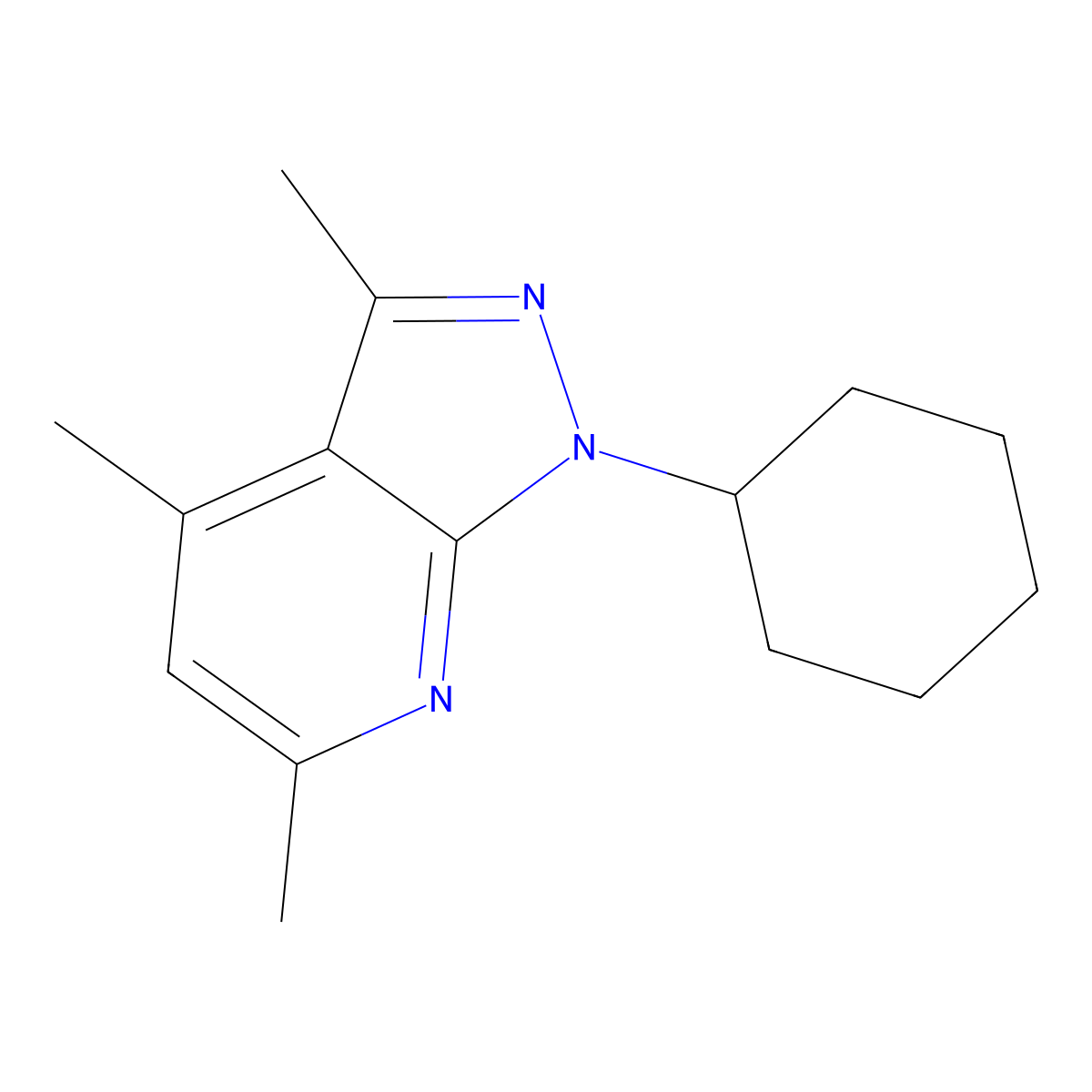 1-Cyclohexyl-3,4,6-trimethyl-1H-pyrazolo[3,4-b]pyridine molecular structure, CAS 692278-83-4