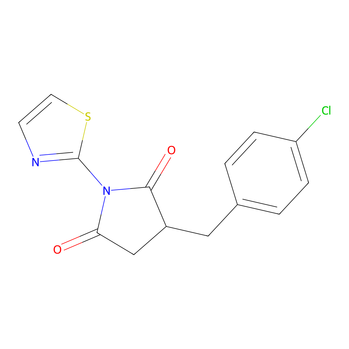 3-[(4-Chlorophenyl)methyl]-1-(1,3-thiazol-2-yl)pyrrolidine-2,5-dione molecular structure, CAS 692278-85-6
