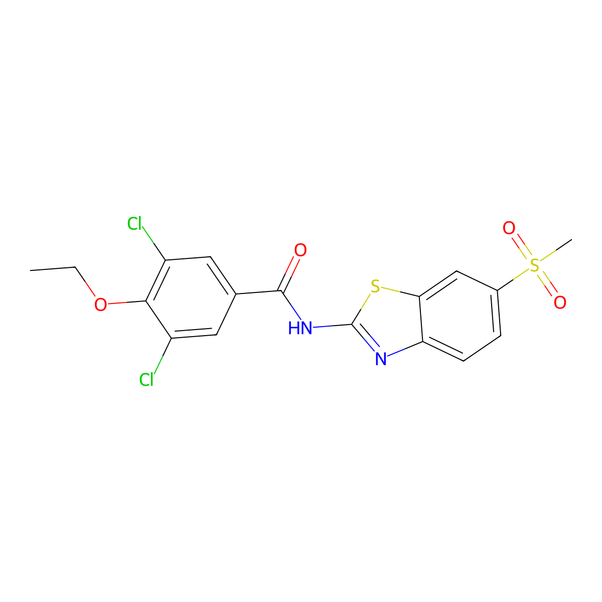 3,5-dichloro-4-ethoxy-N-(6-methanesulfonyl-1,3-benzothiazol-2-yl)benzamide molecular structure, CAS 692279-28-0