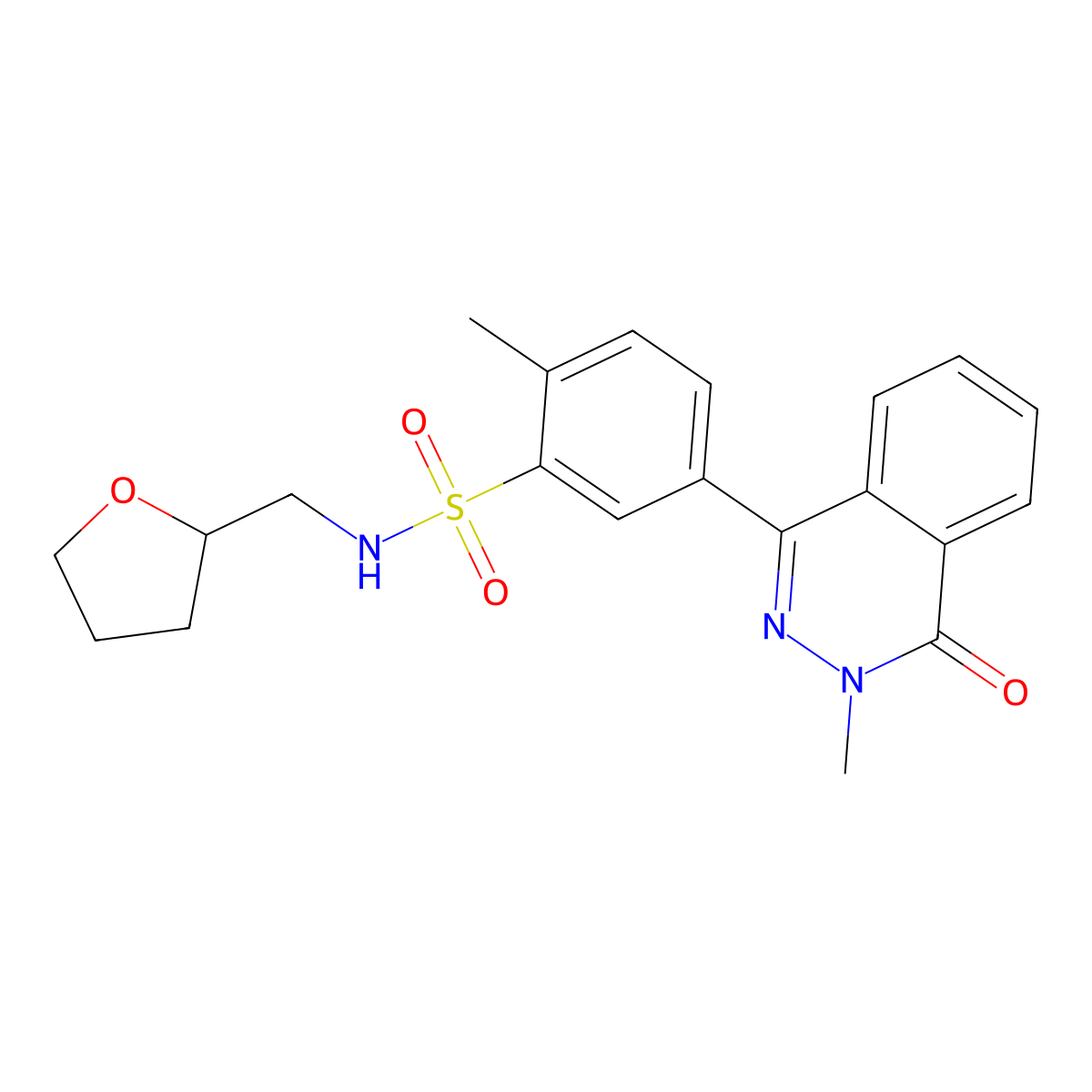 2-methyl-5-(3-methyl-4-oxophthalazin-1-yl)-N-(oxolan-2-ylmethyl)benzenesulfonamide molecular structure, CAS 692279-46-2
