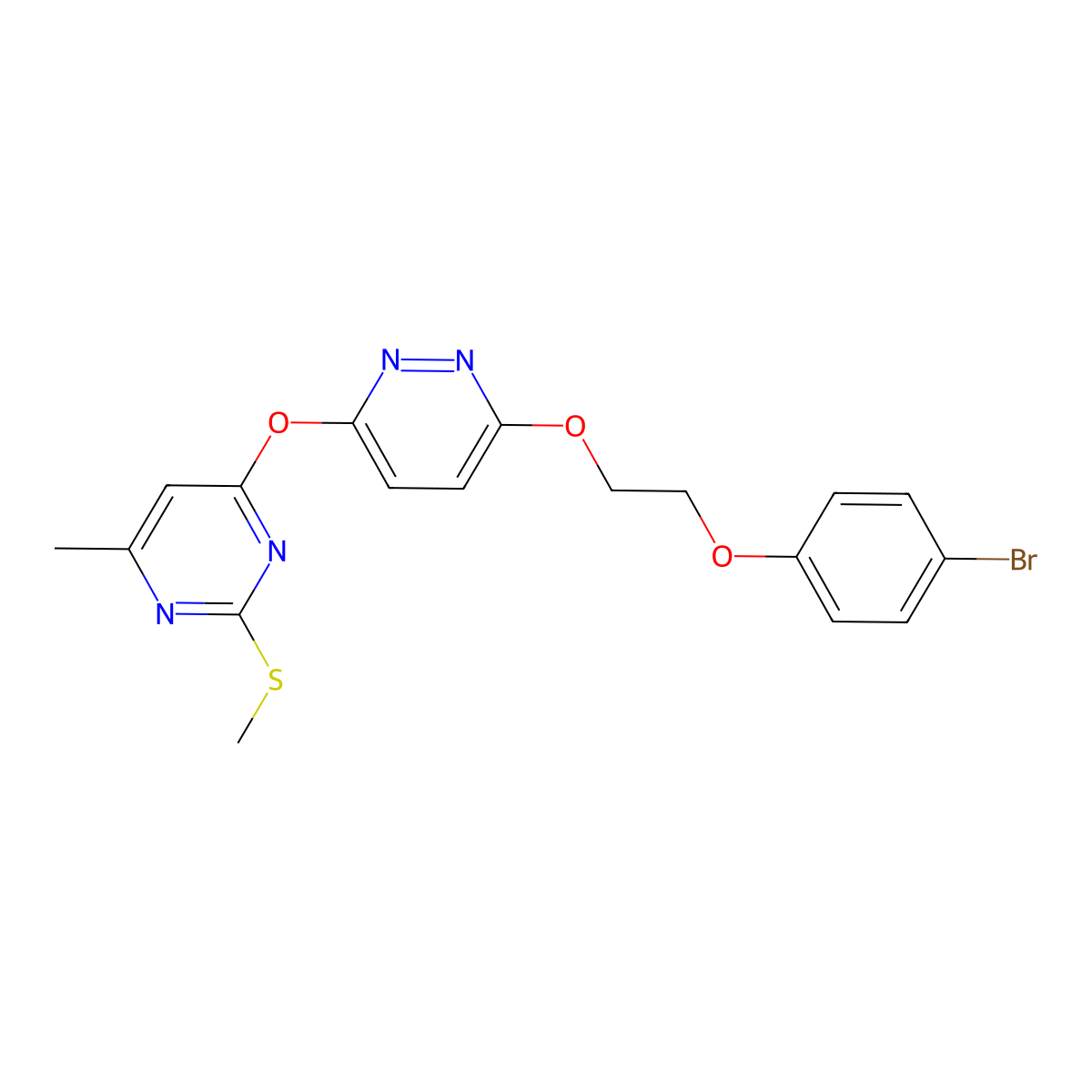 4-[6-[2-(4-Bromophenoxy)ethoxy]pyridazin-3-yl]oxy-6-methyl-2-methylsulfanylpyrimidine molecular structure, CAS 692279-52-0