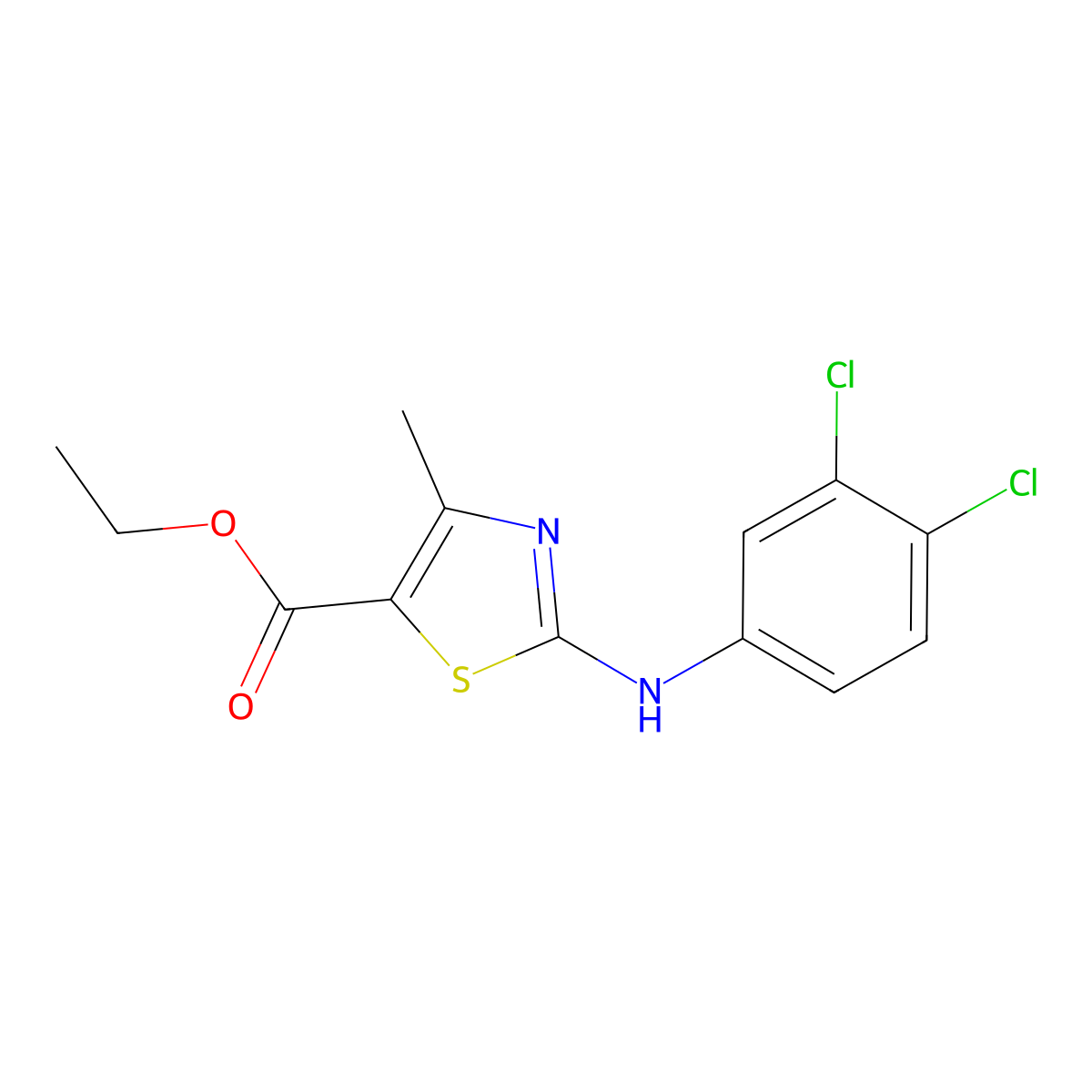 Ethyl 2-(3,4-dichloroanilino)-4-methyl-1,3-thiazole-5-carboxylate molecular structure, CAS 692279-60-0