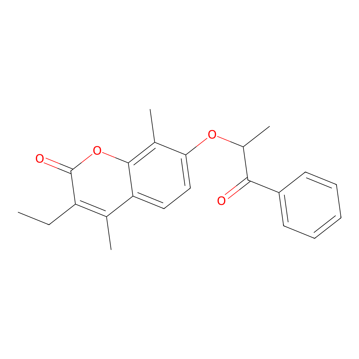 3-ethyl-4,8-dimethyl-7-(1-methyl-2-oxo-2-phenylethoxy)-2H-chromen-2-one molecular structure, CAS 692279-84-8