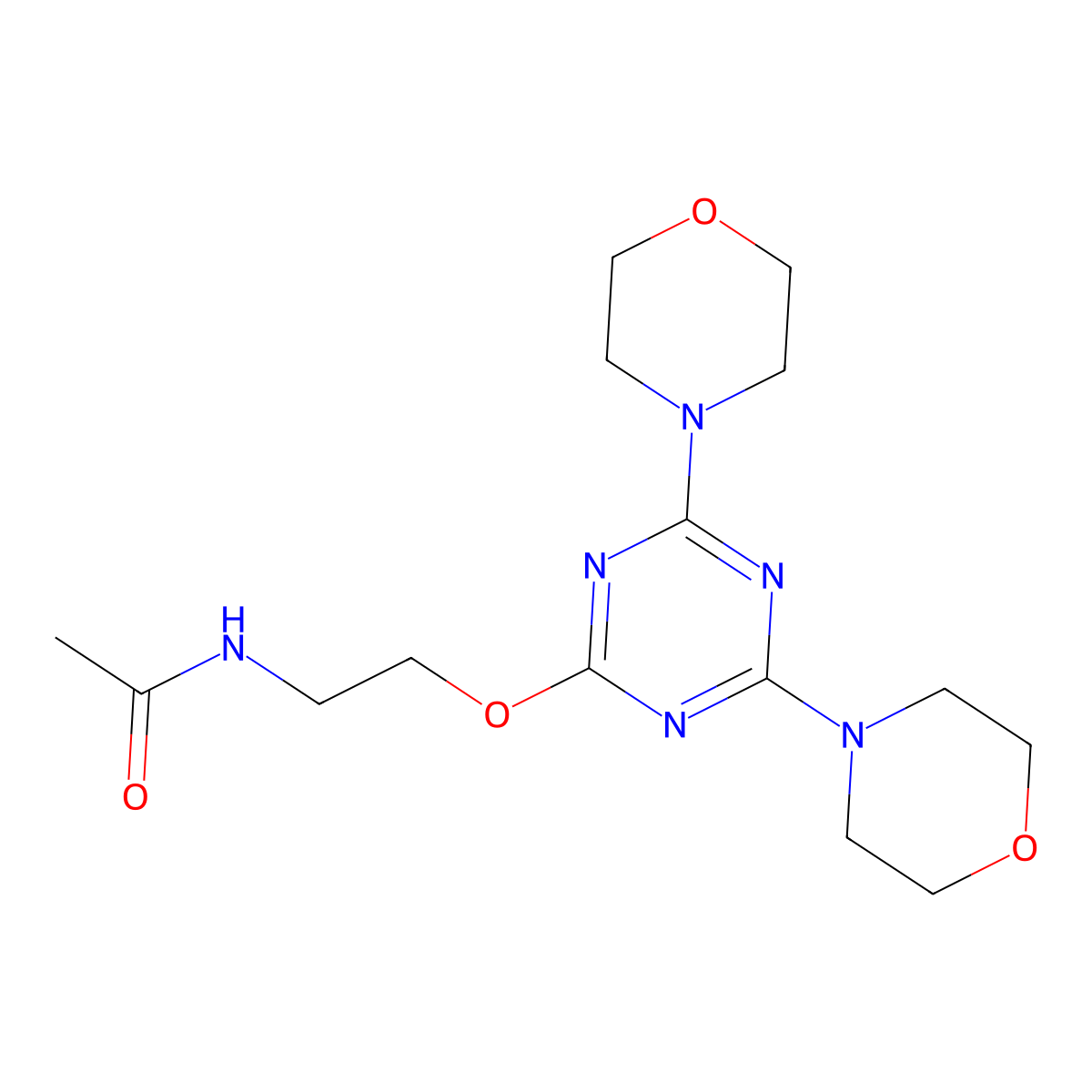 N-[2-[(4,6-dimorpholin-4-yl-1,3,5-triazin-2-yl)oxy]ethyl]acetamide molecular structure, CAS 692279-97-3