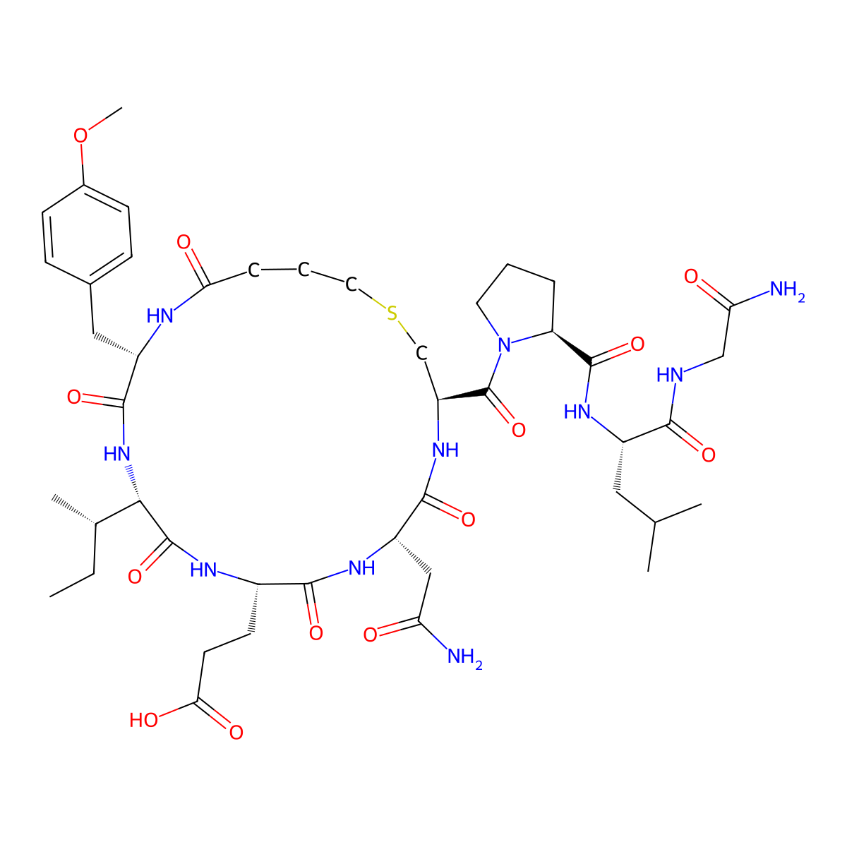 3-((3R,6S,9S,12S,15S)-6-(2-Amino-2-oxoethyl)-3-((S)-2-(((S)-1-((2-amino-2-oxoethyl)amino)-4-methyl-1-oxopentan-2-yl)carbamoyl)pyrrolidine-1-carbonyl)-12-((S)-sec-butyl)-15-(4-methoxybenzyl)-5,8,11,14,17-pentaoxo-1-thia-4,7,10,13,16-pentaazacycloicosan-9-yl)propanoic acid molecular structure, CAS 69228-04-2