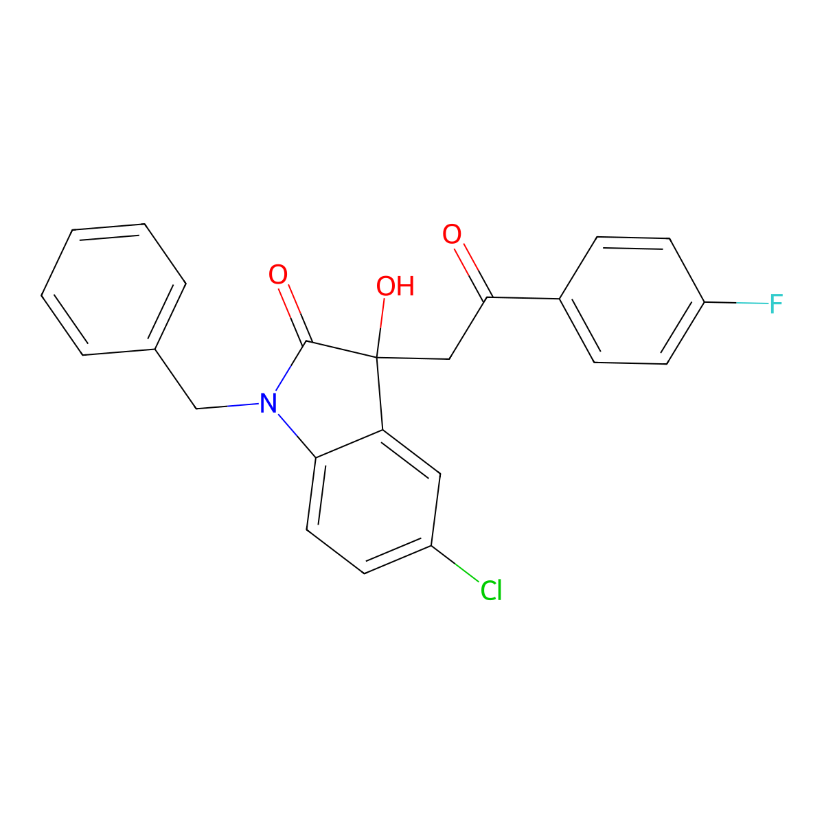 1-benzyl-5-chloro-3-[2-(4-fluorophenyl)-2-oxoethyl]-3-hydroxy-1,3-dihydro-2H-indol-2-one molecular structure, CAS 692280-02-7