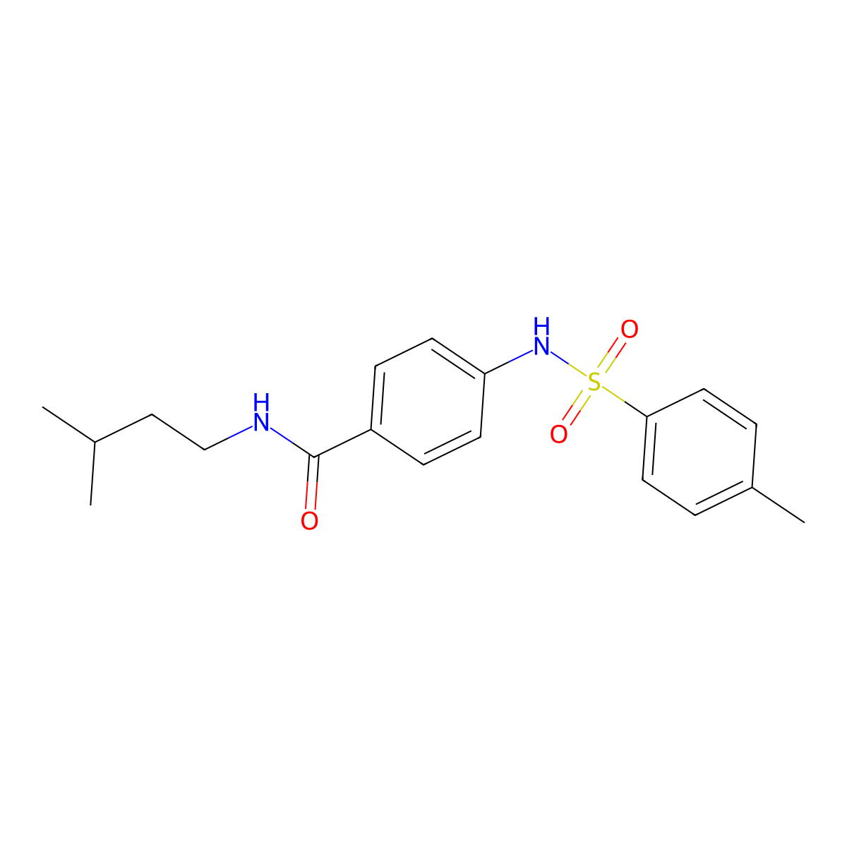 N-(3-methylbutyl)-4-[(4-methylphenyl)sulfonylamino]benzamide molecular structure, CAS 692280-31-2