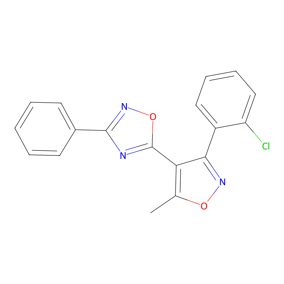 5-[3-(2-Chlorophenyl)-5-methyl-1,2-oxazol-4-yl]-3-phenyl-1,2,4-oxadiazole molecular structure, CAS 692280-56-1