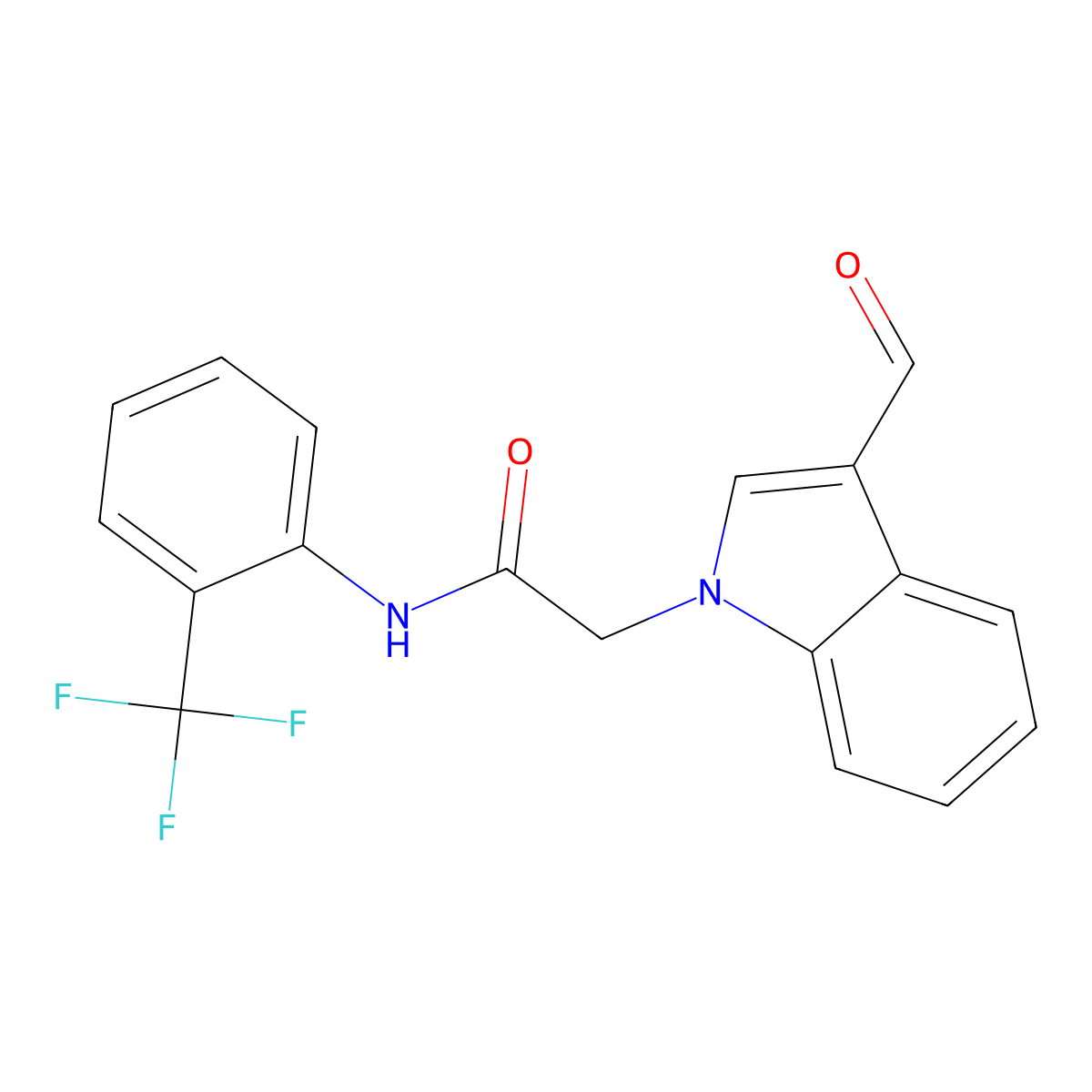 2-(3-Formyl-1H-indol-1-yl)-N-(2-(trifluoromethyl)phenyl)acetamide molecular structure, CAS 692280-64-1