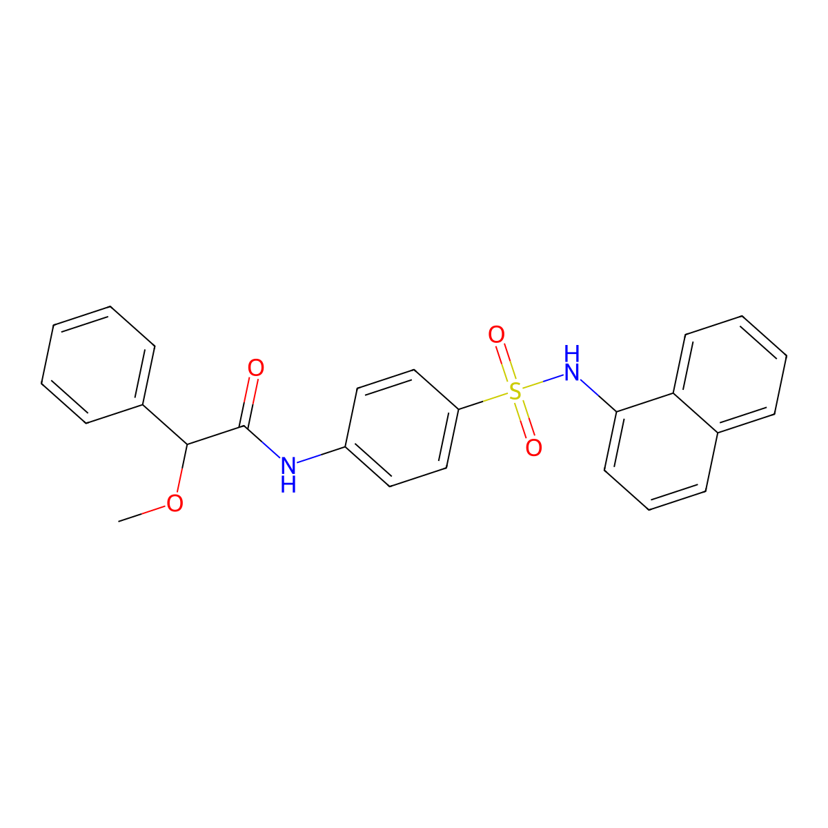 2-methoxy-N-[4-(naphthalen-1-ylsulfamoyl)phenyl]-2-phenylacetamide molecular structure, CAS 692280-69-6