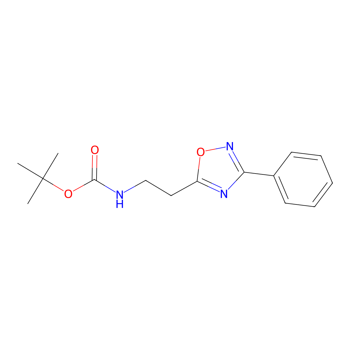 Tert-butyl N-[2-(3-phenyl-1,2,4-oxadiazol-5-yl)ethyl]carbamate molecular structure, CAS 692280-73-2