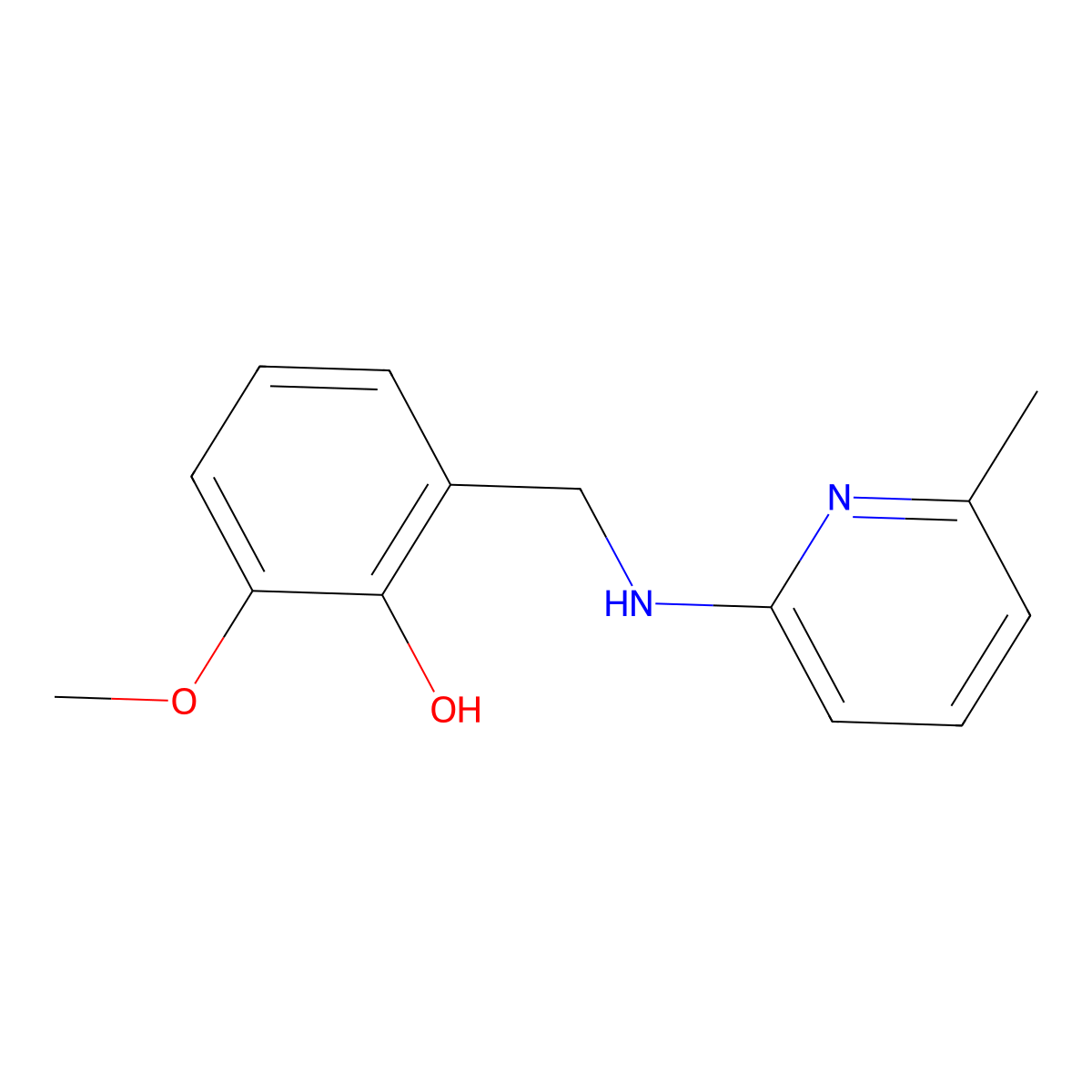 2-Methoxy-6-[[(6-methylpyridin-2-yl)amino]methyl]phenol molecular structure, CAS 692280-95-8