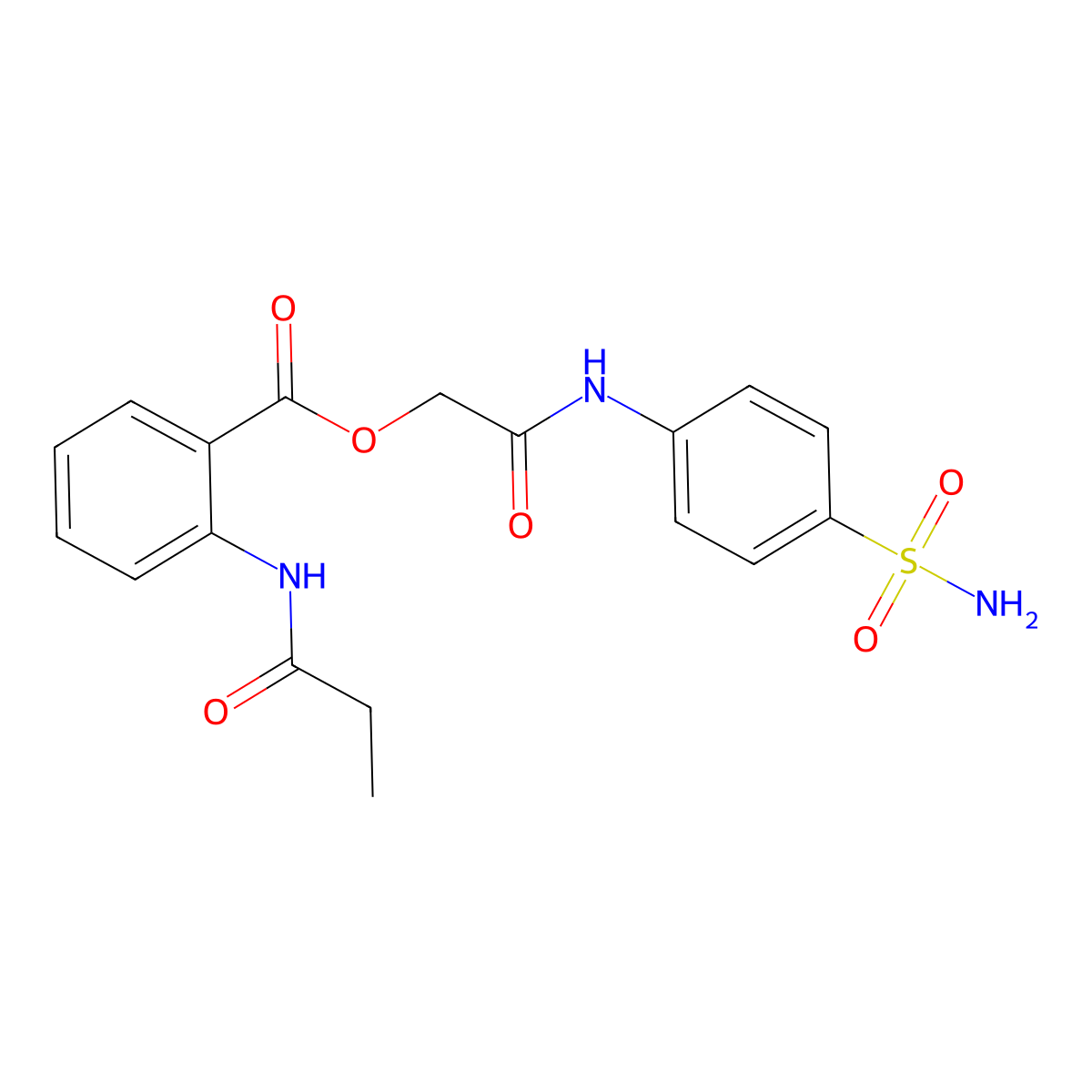 2-{[4-(Aminosulfonyl)phenyl]amino}-2-oxoethyl 2-(propionylamino)benzoate molecular structure, CAS 692281-04-2