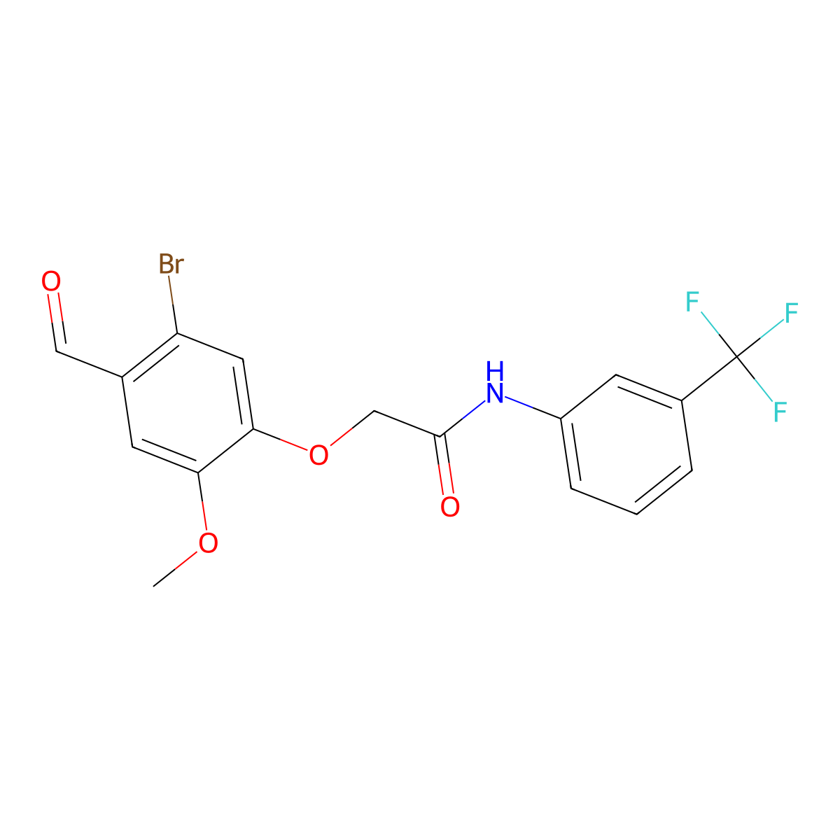 2-(5-bromo-4-formyl-2-methoxyphenoxy)-N-[3-(trifluoromethyl)phenyl]acetamide molecular structure, CAS 692281-10-0