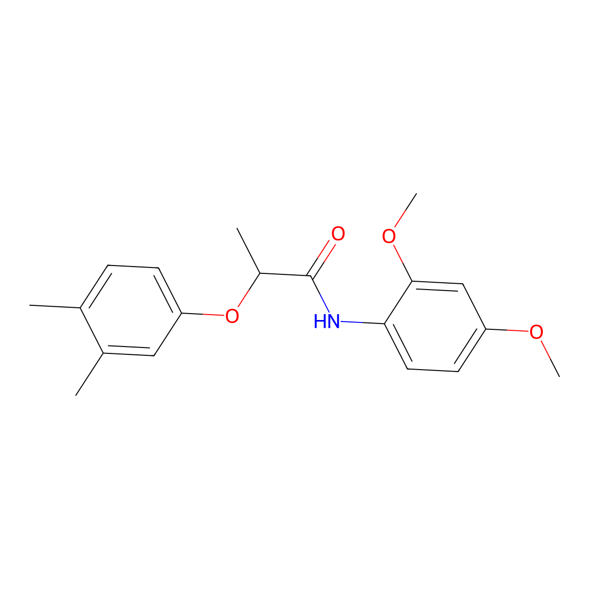 N-(2,4-dimethoxyphenyl)-2-(3,4-dimethylphenoxy)propanamide molecular structure, CAS 692281-25-7