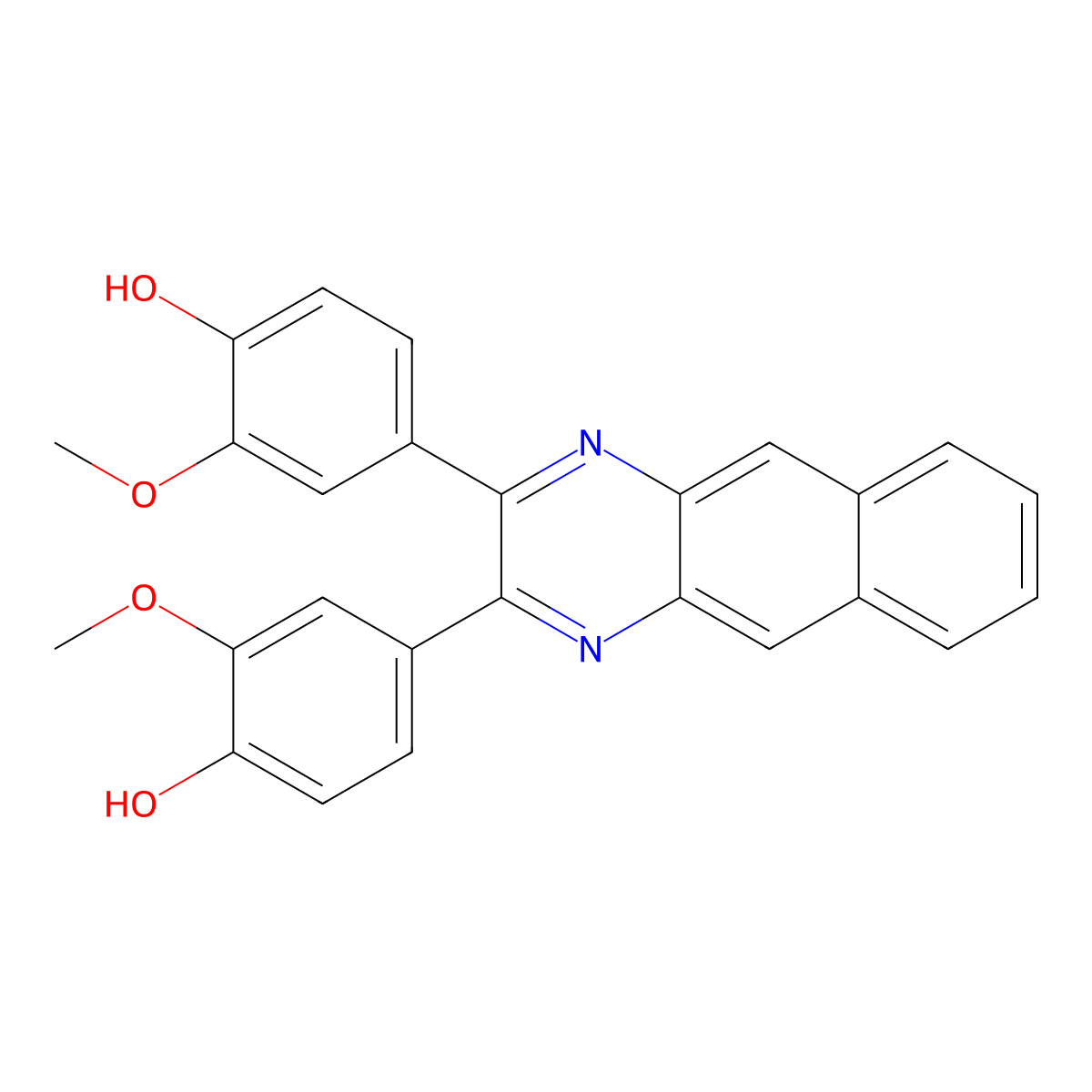 4,4'-Benzo[g]quinoxaline-2,3-diylbis(2-methoxyphenol) molecular structure, CAS 692281-60-0
