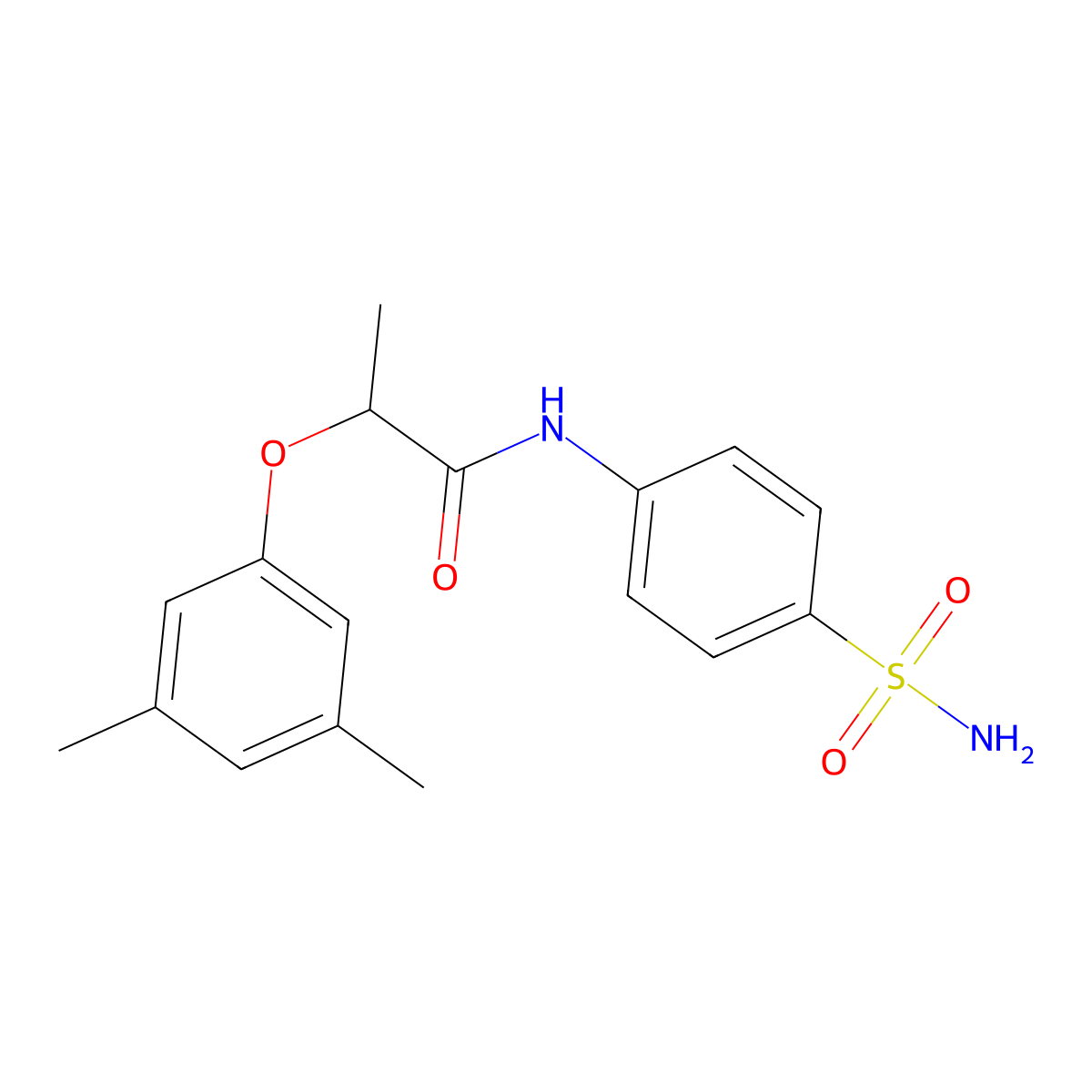 2-(3,5-dimethylphenoxy)-N-(4-sulfamoylphenyl)propanamide molecular structure, CAS 692281-62-2