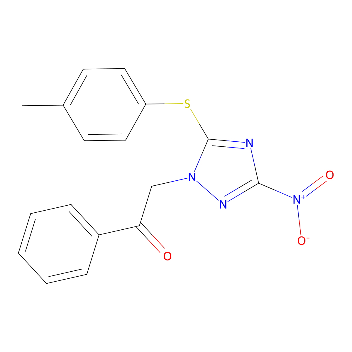 2-[5-(4-Methylphenyl)sulfanyl-3-nitro-1,2,4-triazol-1-yl]-1-phenylethanone molecular structure, CAS 692281-65-5