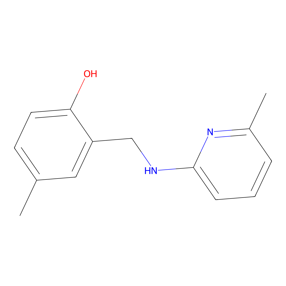 4-Methyl-2-[[(6-methylpyridin-2-yl)amino]methyl]phenol molecular structure, CAS 692281-97-3