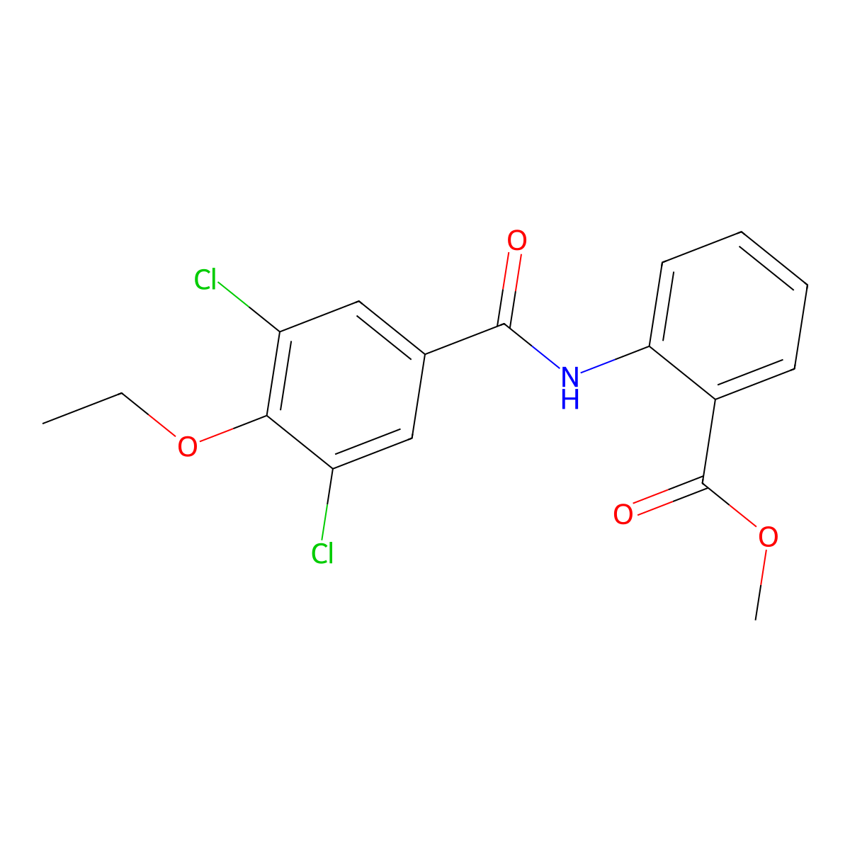Methyl 2-{[(3,5-dichloro-4-ethoxyphenyl)carbonyl]amino}benzoate molecular structure, CAS 692282-14-7