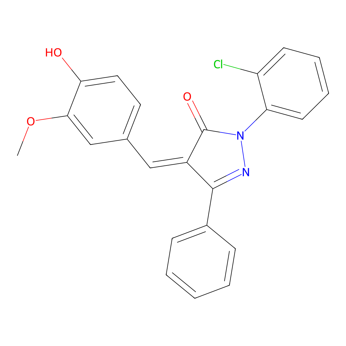 2-(2-Chlorophenyl)-2,4-dihydro-4-[(4-hydroxy-3-methoxyphenyl)methylene]-5-phenyl-3H-pyrazol-3-one molecular structure, CAS 692282-23-8