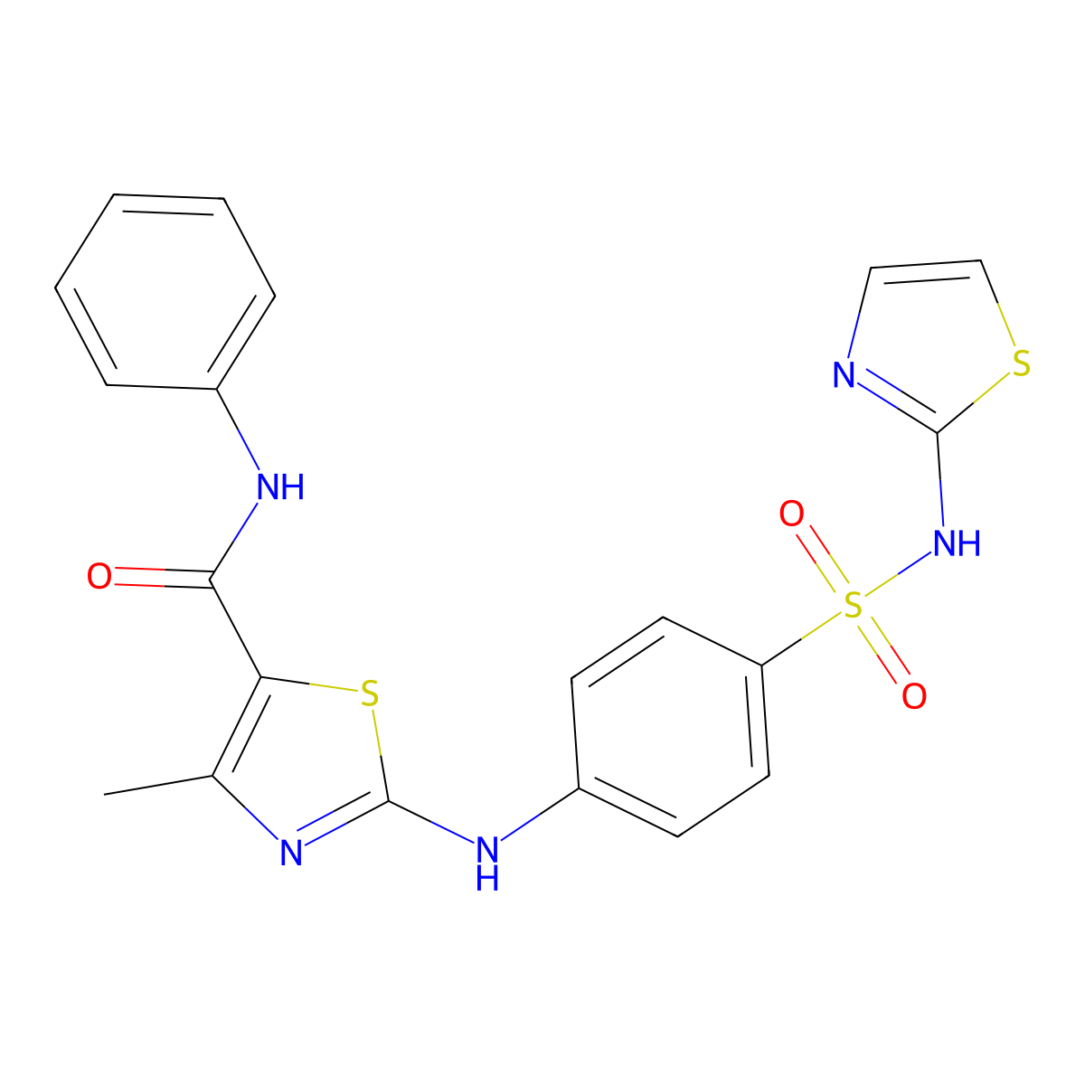 4-methyl-N-phenyl-2-[4-(1,3-thiazol-2-ylsulfamoyl)anilino]-1,3-thiazole-5-carboxamide molecular structure, CAS 692282-57-8
