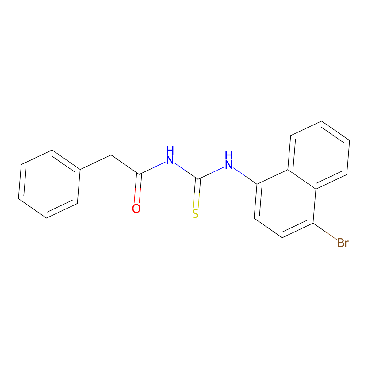 N-[(4-bromonaphthalen-1-yl)carbamothioyl]-2-phenylacetamide molecular structure, CAS 692282-58-9