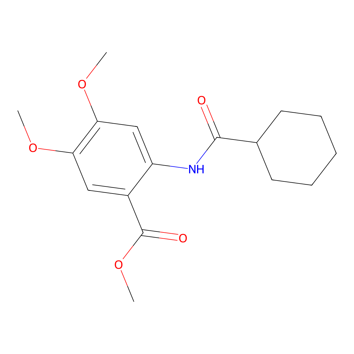 Methyl 2-[(cyclohexylcarbonyl)amino]-4,5-dimethoxybenzoate molecular structure, CAS 692283-16-2