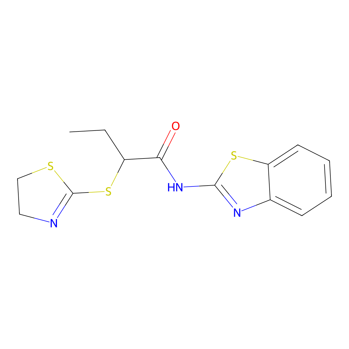 N-(1,3-benzothiazol-2-yl)-2-(4,5-dihydro-1,3-thiazol-2-ylsulfanyl)butanamide molecular structure, CAS 692283-17-3