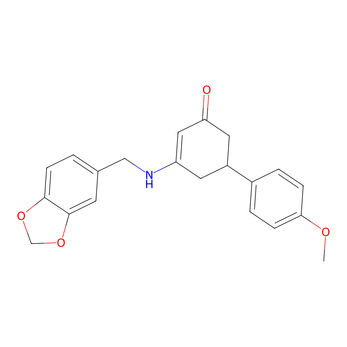 3-(1,3-Benzodioxol-5-ylmethylamino)-5-(4-methoxyphenyl)cyclohex-2-en-1-one molecular structure, CAS 692283-19-5