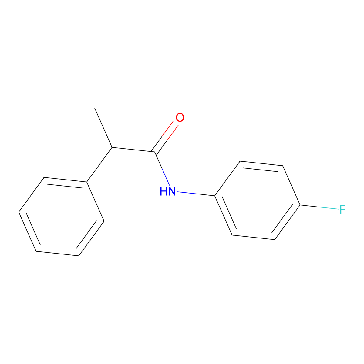 N-(4-fluorophenyl)-2-phenylpropanamide molecular structure, CAS 692283-37-7